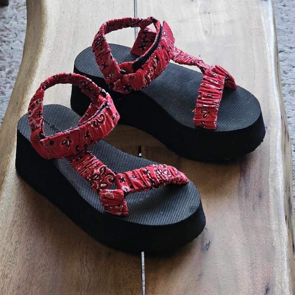 Bershka Red Bandana Sandals